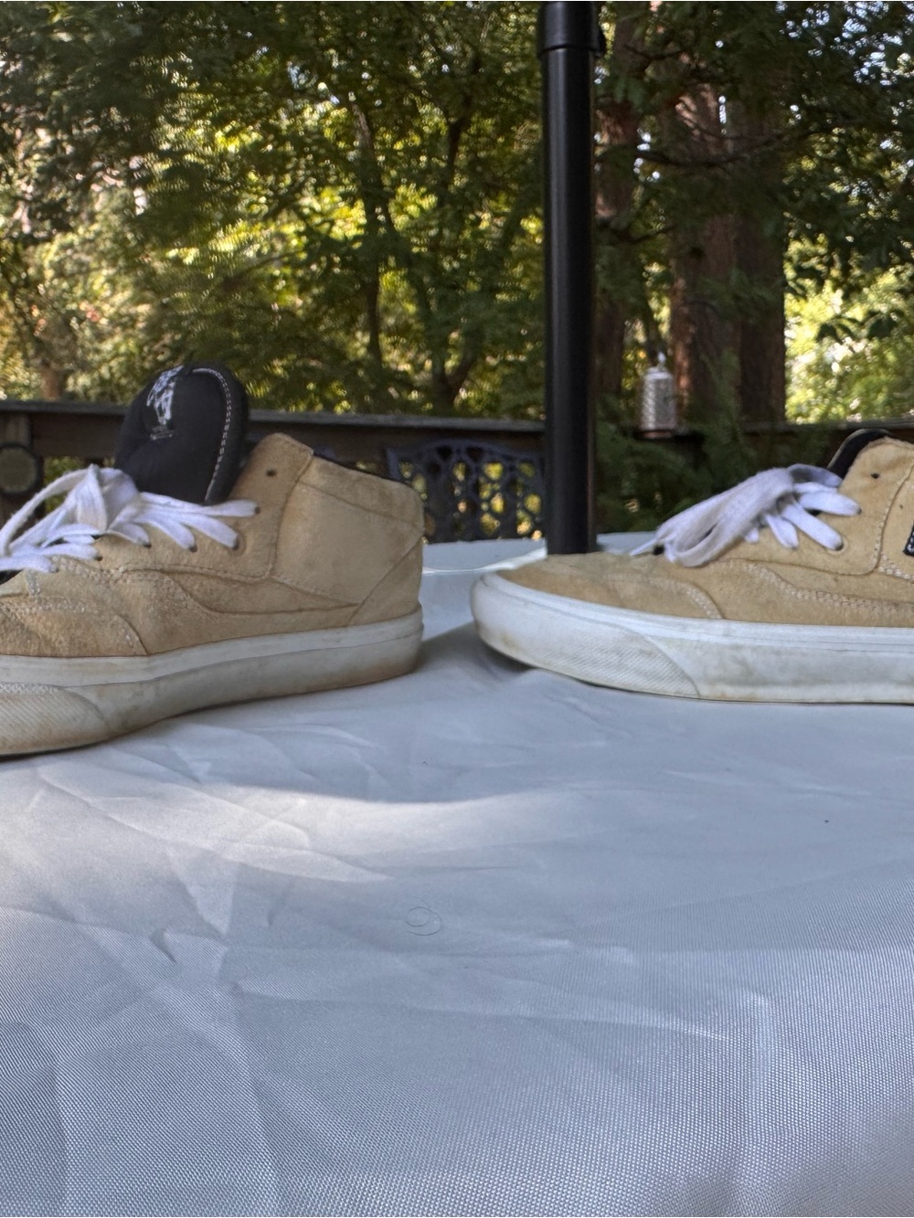 Vans Half Cab Suede Sneakers in Tan and Black with White Laces - Picture 10 of 12